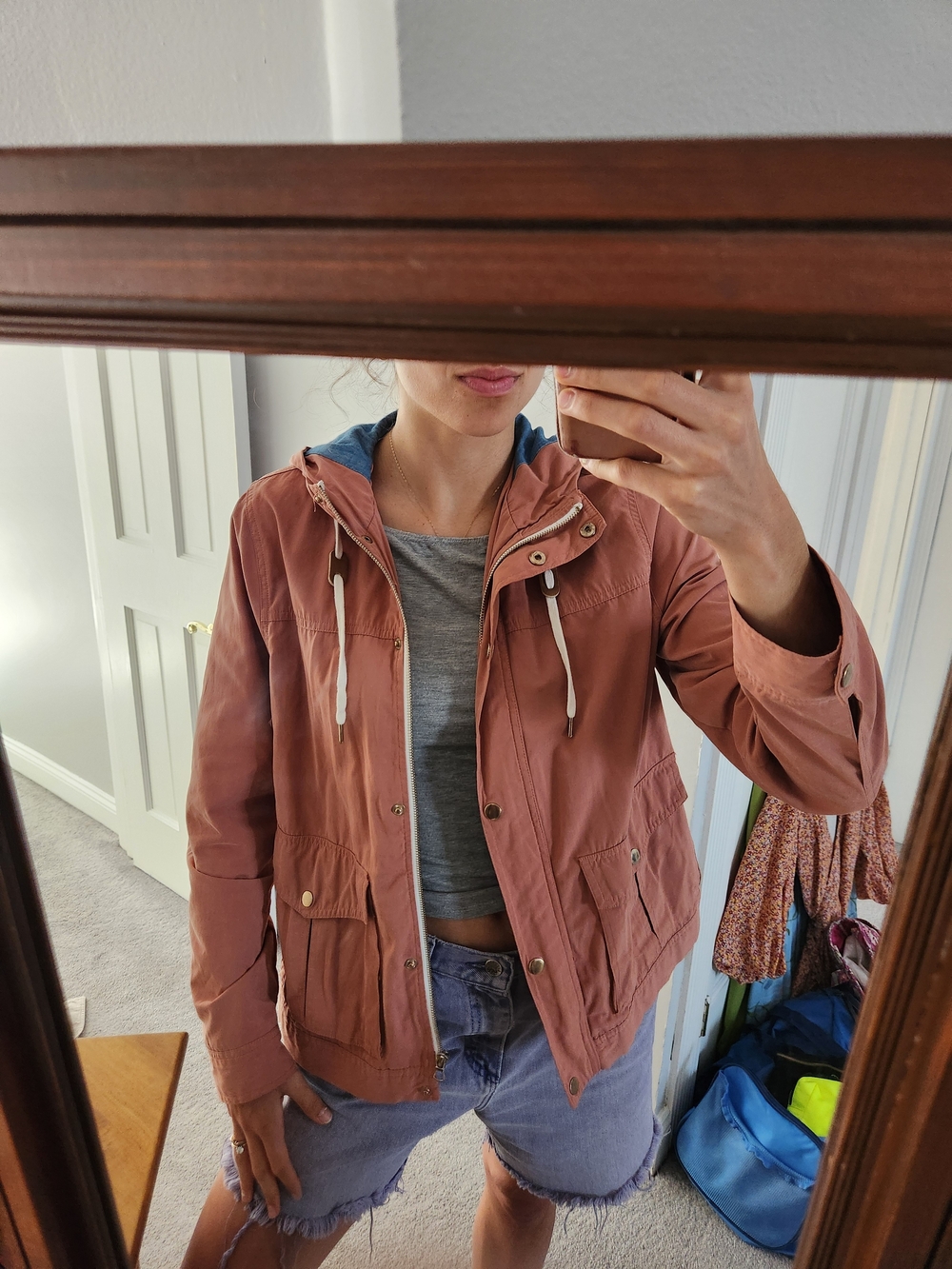 Rust Pink Hooded Boat Jacket